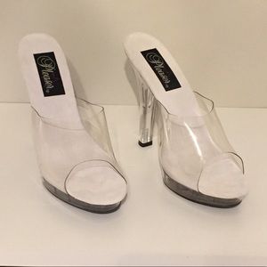 Pleaser Clear Competition Platform Heels White 9